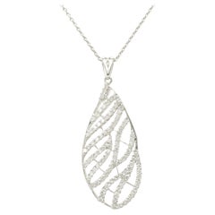 Leaf Pattern Natural Diamond Pendant Necklace in 14k Solid Gold (Certified)
