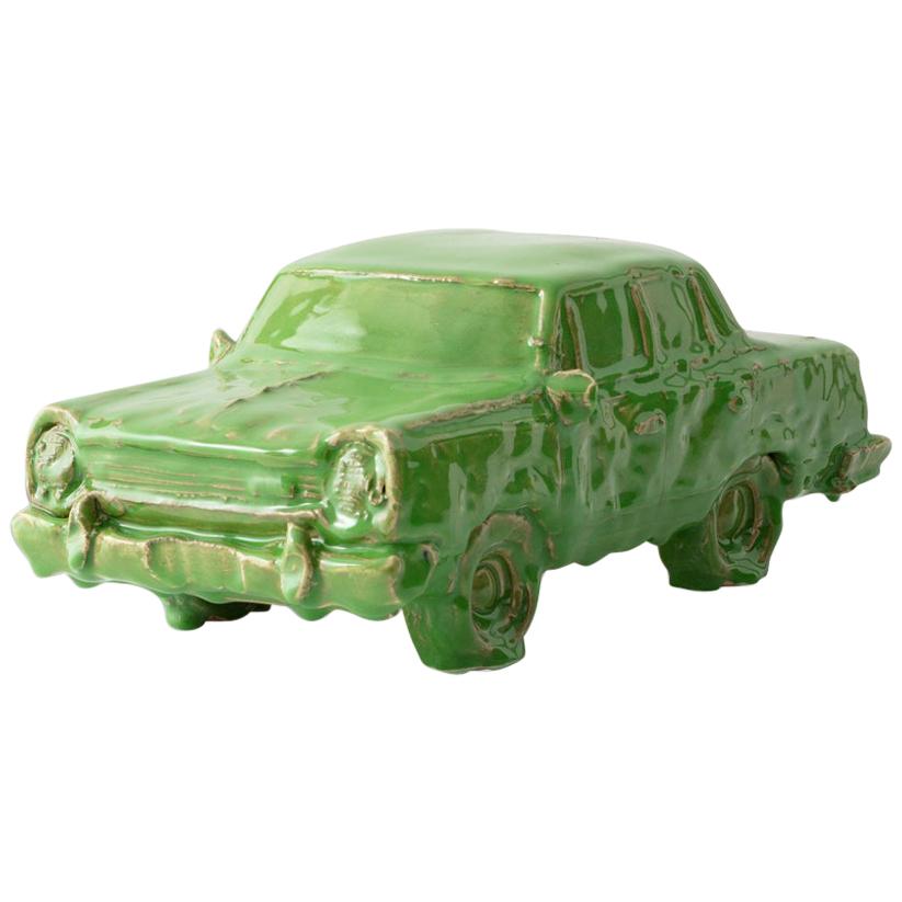 ""Blatt Rambler"" Glasierte Keramik-Auto-Skulptur im Angebot