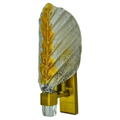 Lampada da parete a incasso "Leaf" di Mazzega, vetro di Murano smerigliato arancione, Italia, 1970