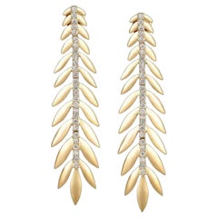 Leaf Shape 14K (or 18k upon request) Yellow Gold Halo Huggie Earrings