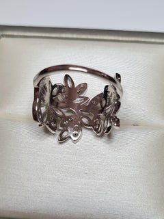 Anillo en forma de hoja para mujer Anillo de moissanita de plata de ley 925.