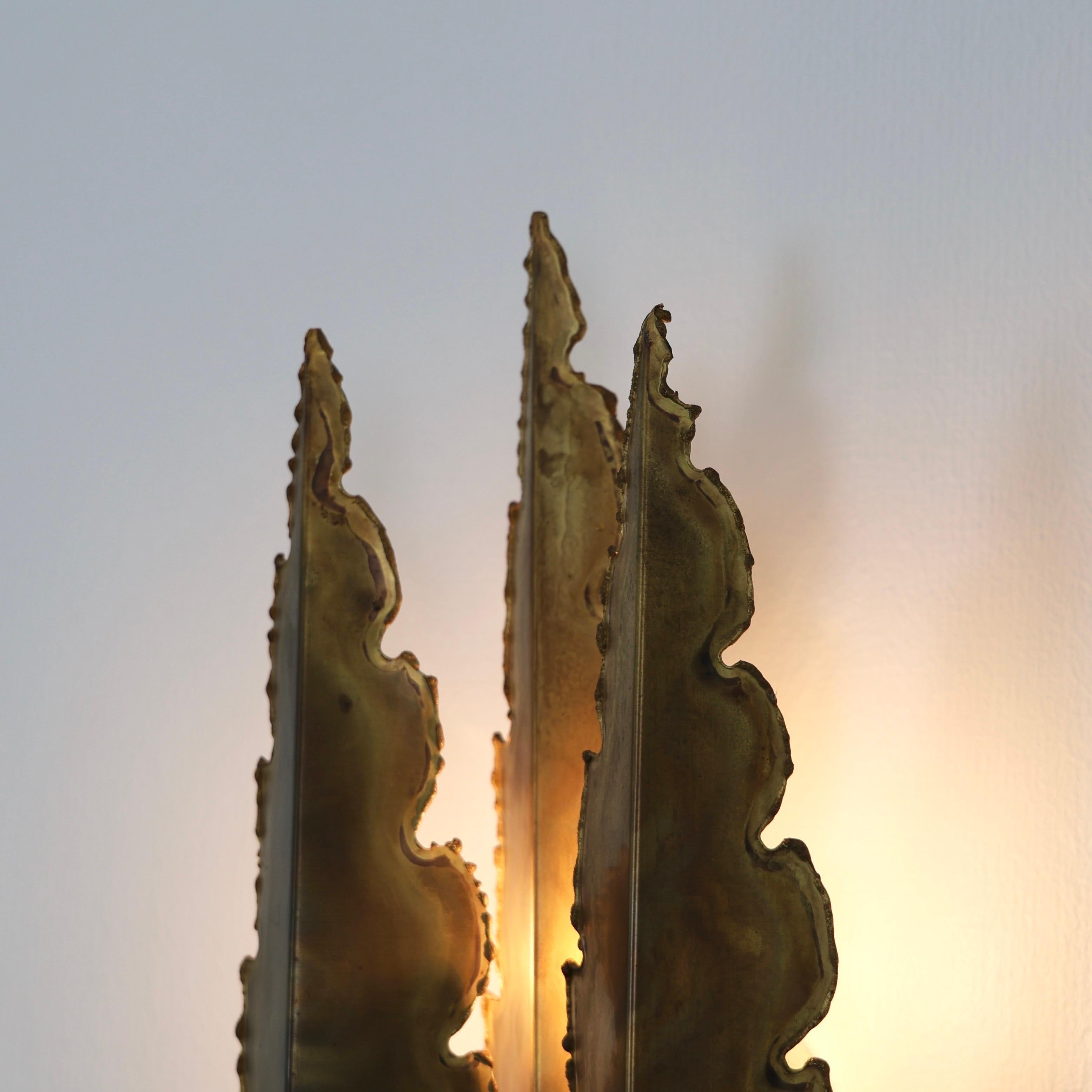 Metal Leaf-Shaped Brass Wall Lamp by Svend Aage Holm Sorensen, 1960s, Denmark For Sale