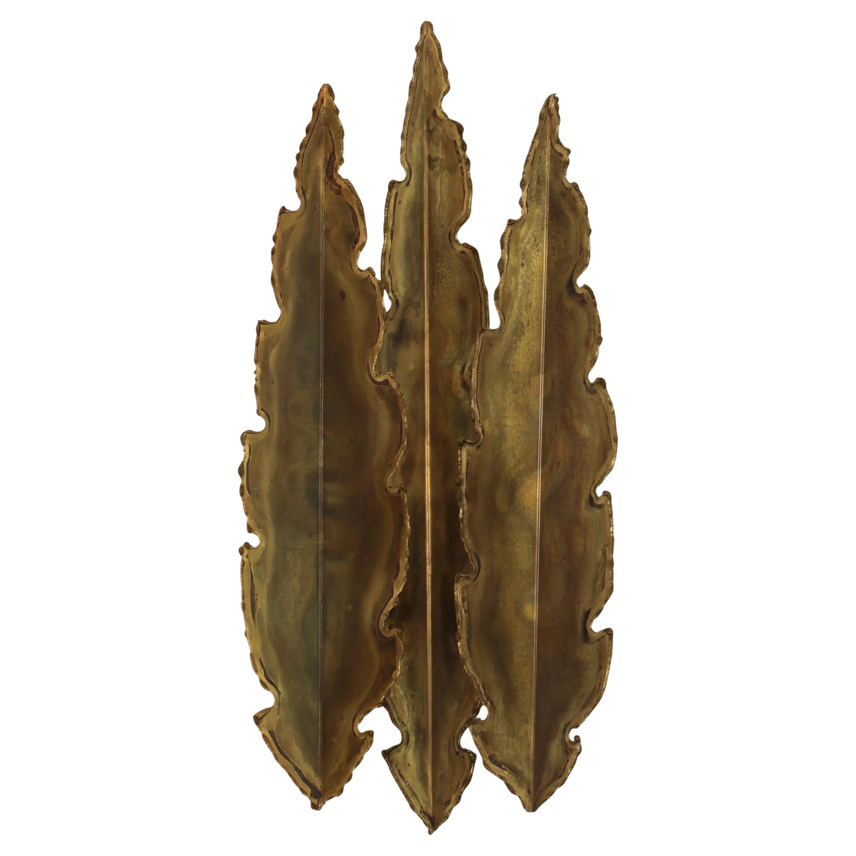 Leaf-Shaped Brass Wall Lamp by Svend Aage Holm Sorensen, 1960s, Denmark