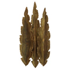Leaf-Shaped Brass Wall Lamp by Svend Aage Holm Sorensen, 1960s, Denmark