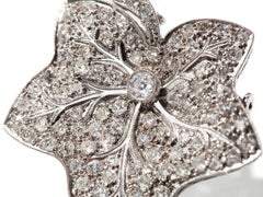 Leaf-Shaped Diamond Platinum Brooch/Pendant