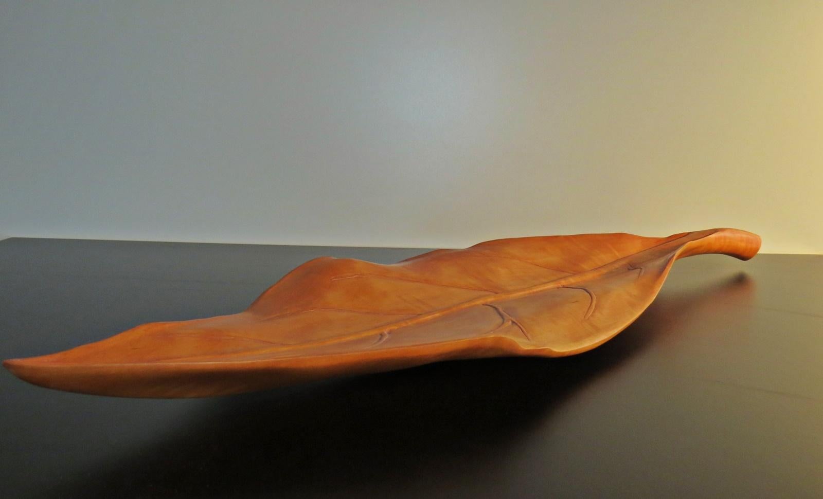 Leaf Shell, Bowl, Wall Object, Solid Wood, Handcrafted For Sale 3