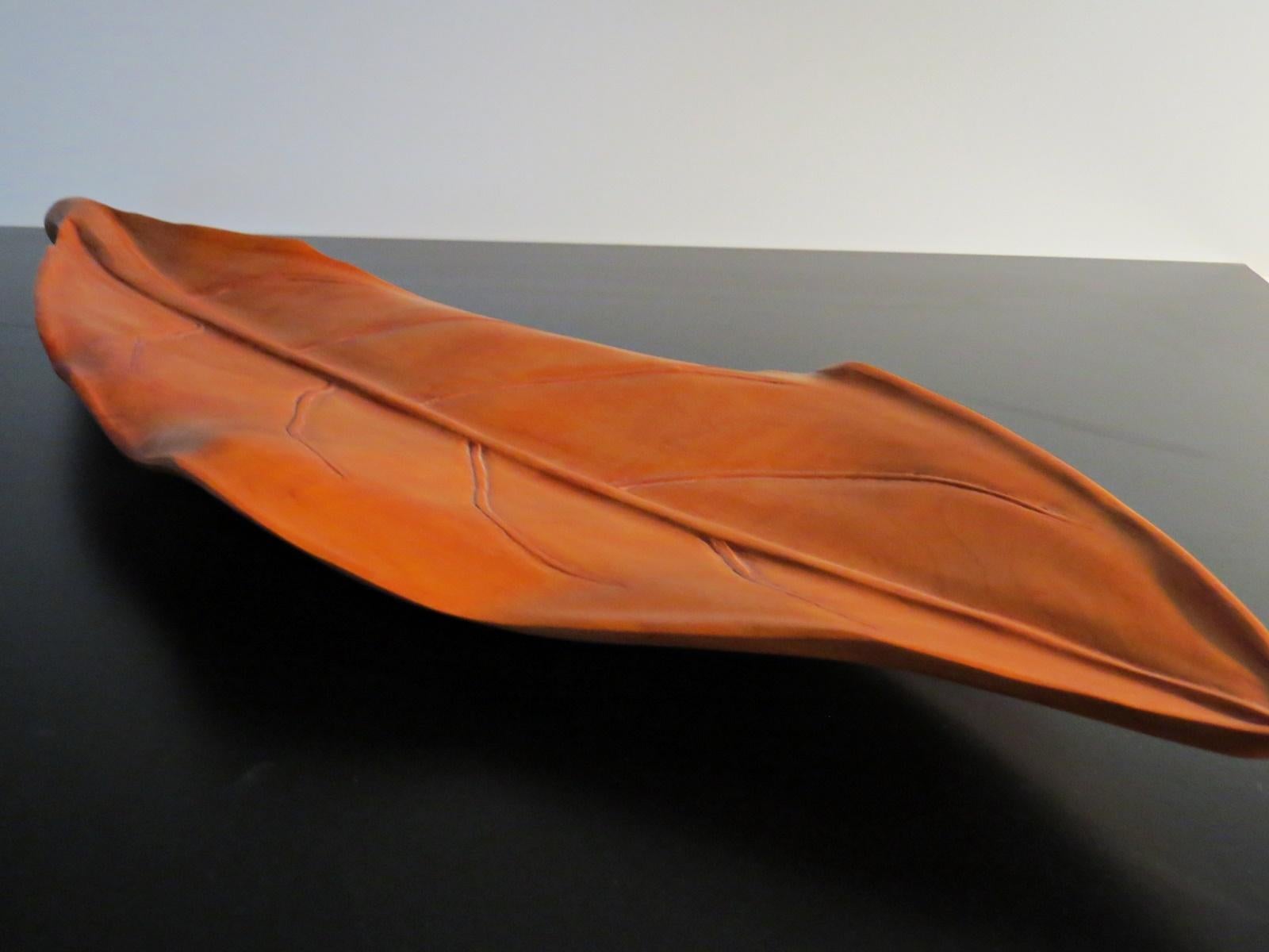 Contemporary Leaf Shell, Bowl, Wall Object, Solid Wood, Handcrafted For Sale