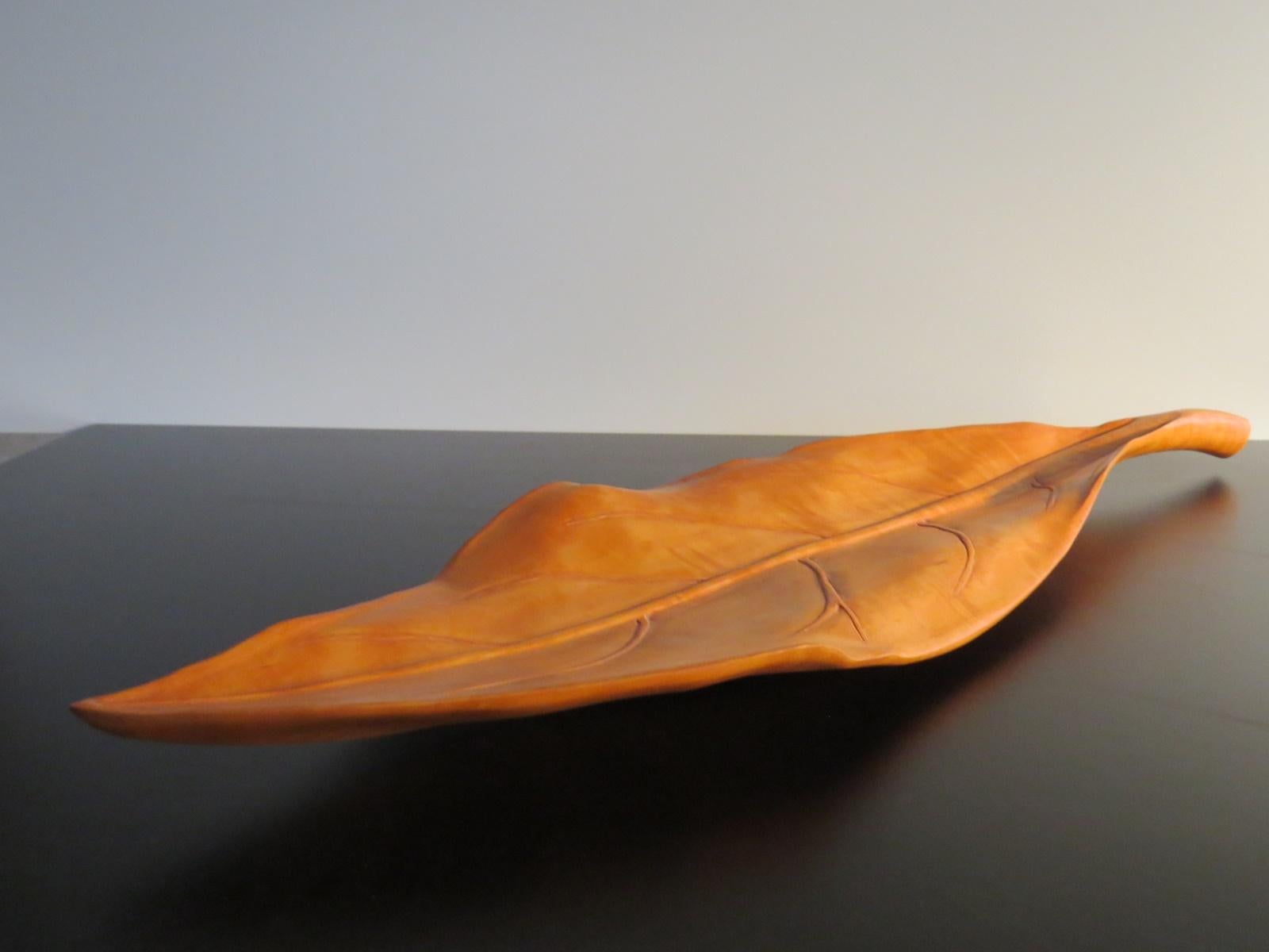 Leaf Shell, Bowl, Wall Object, Solid Wood, Handcrafted For Sale 1
