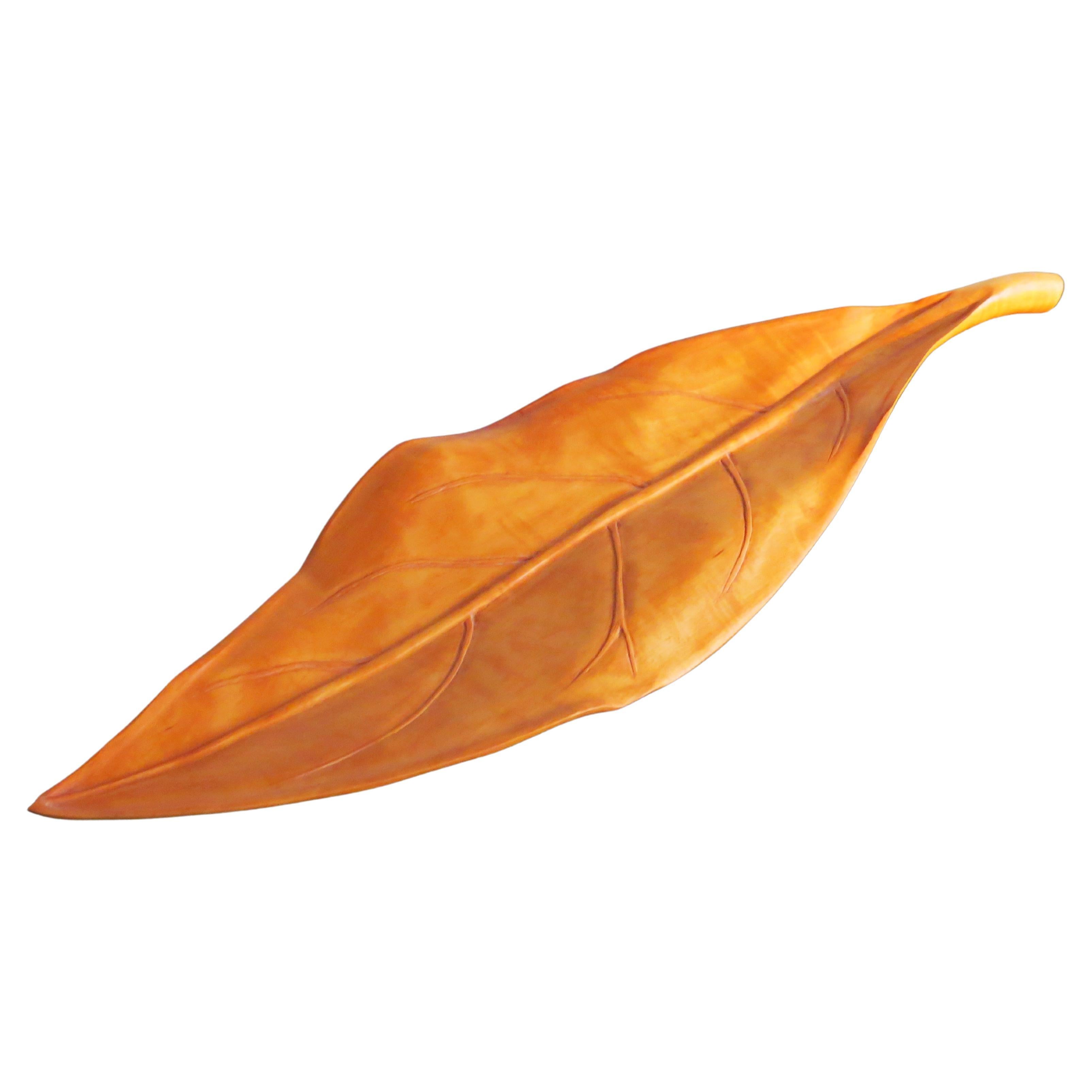 Leaf Shell, Bowl, Wall Object, Solid Wood, Handcrafted For Sale