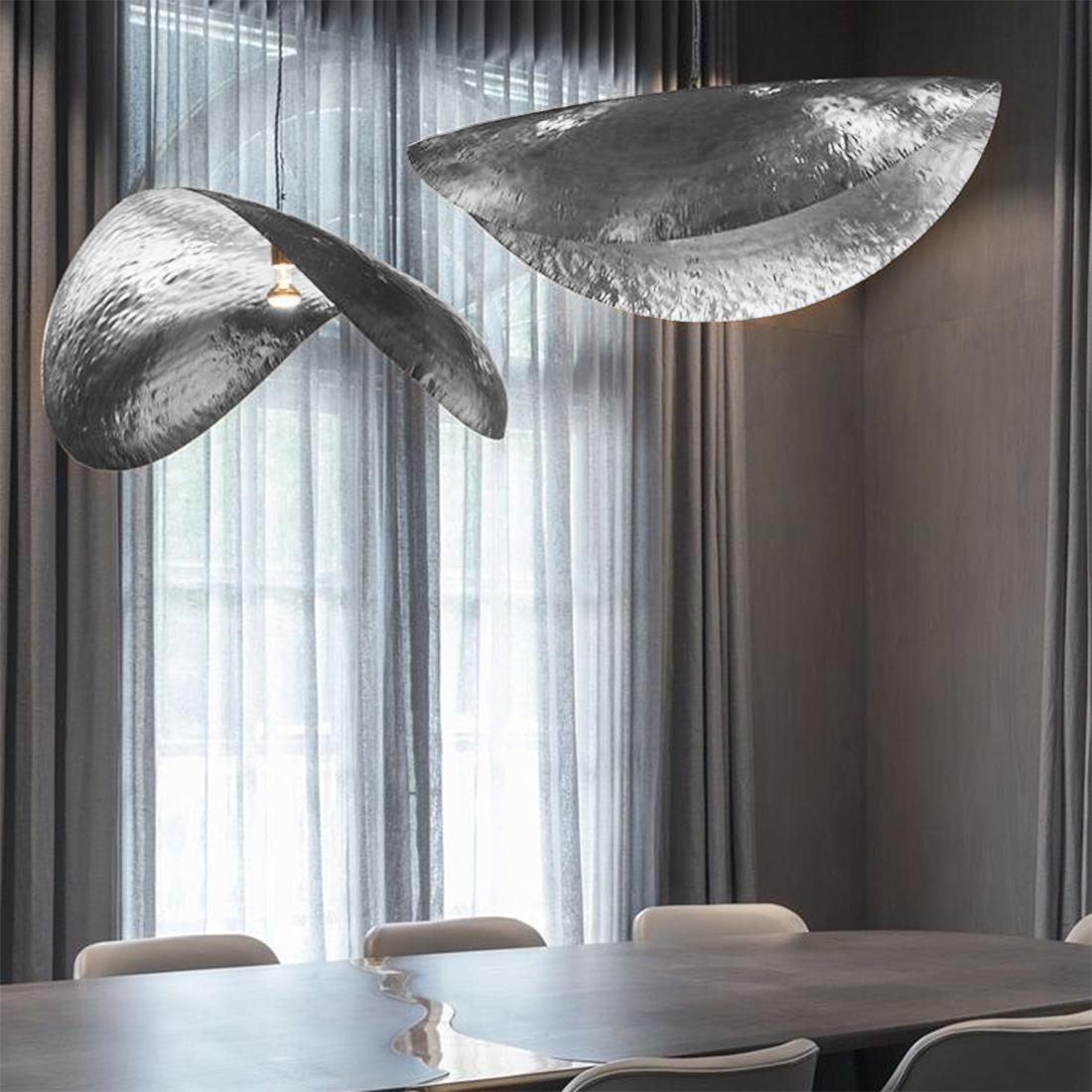 Leaf Silver Large Suspension in Nickel Finish In New Condition For Sale In Paris, FR
