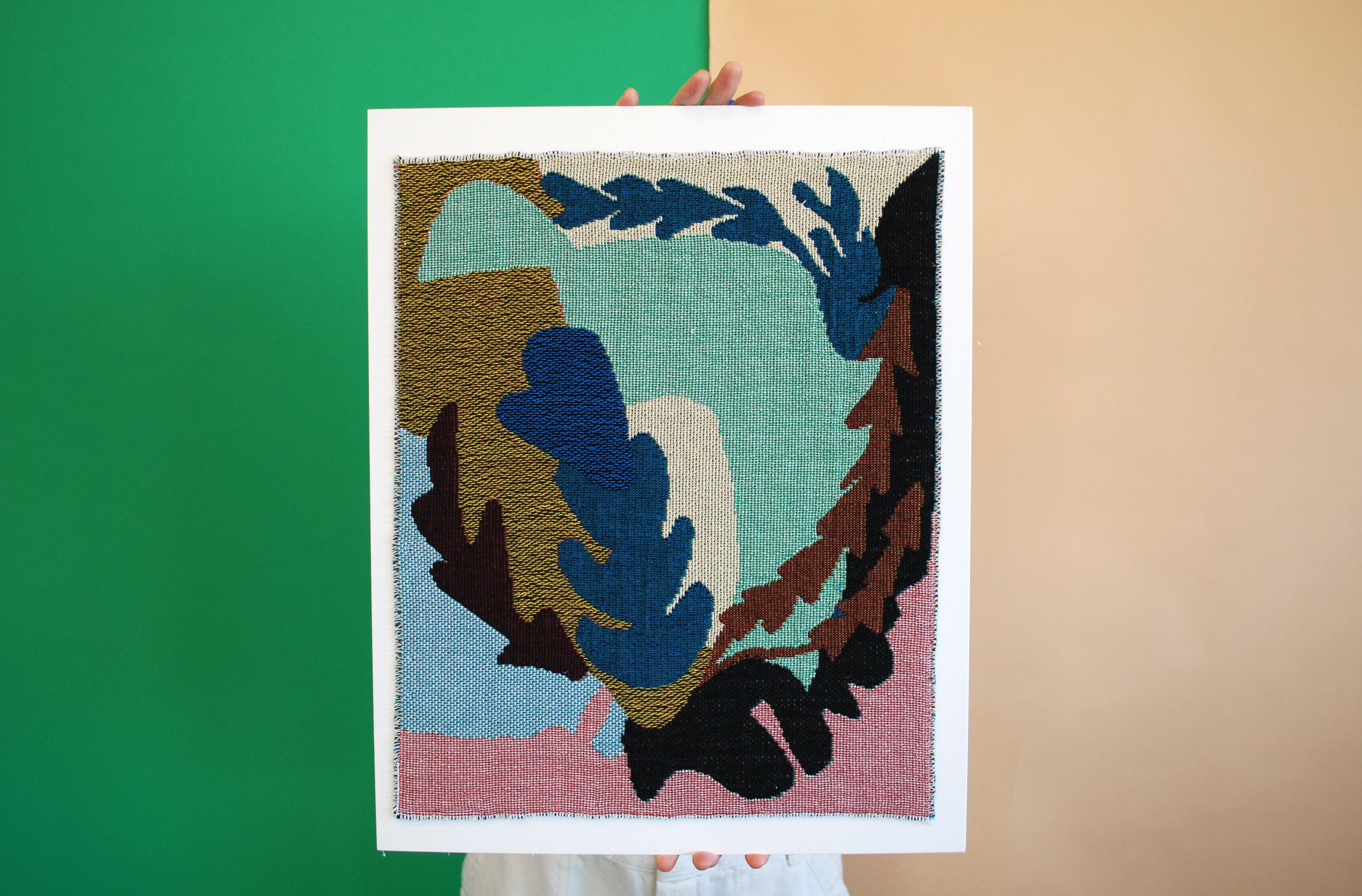 Leaf Study No.3 was inspired by the landscape in Chicago, Illinois, derived from a series of abstract plein air drawings done in the area during Covid 2020.

This tapestry is a Limited Edition of 8 total. 

Jacquard Woven with cotton. Each is signed