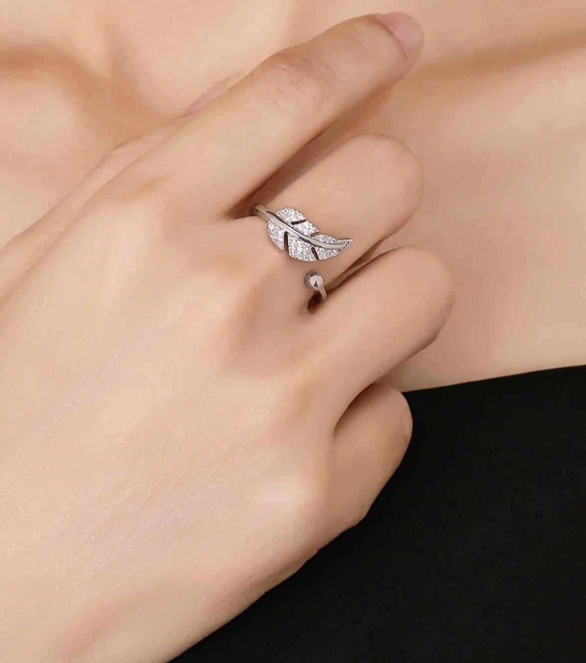 Leaf Styled Ring 925 Sterling Silver Moissanite R… - image 11