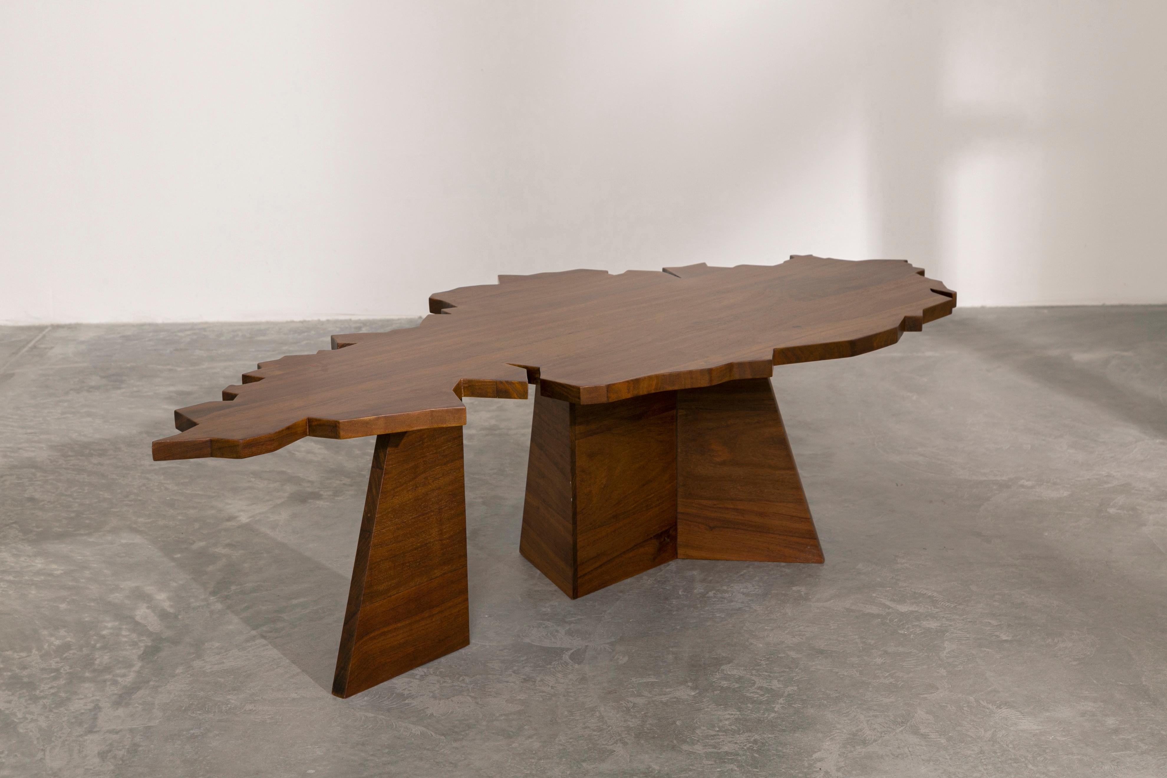 Leaf table by Sofia Alvarado
Dimensions: D 150 x W 70 x H 40 cm
Materials: Zapatero wood
Limited Edition 1/10

FI is an ornamental artist who embodies the creative revelation of the sensitivity of the innate being, with uninhibited freedom by