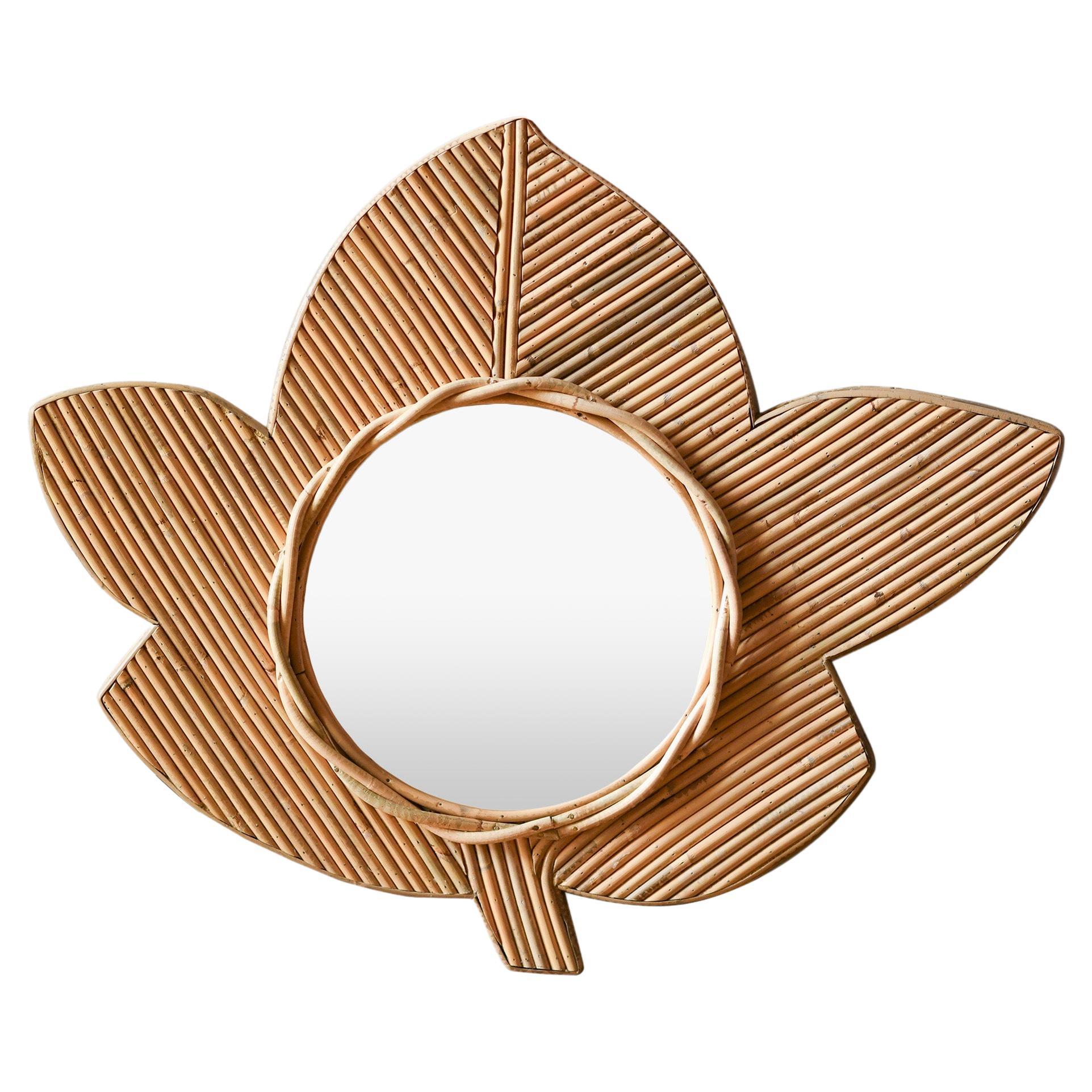 "Leaf" Vivai del Sud Mirror in rush, Italy 1970 For Sale