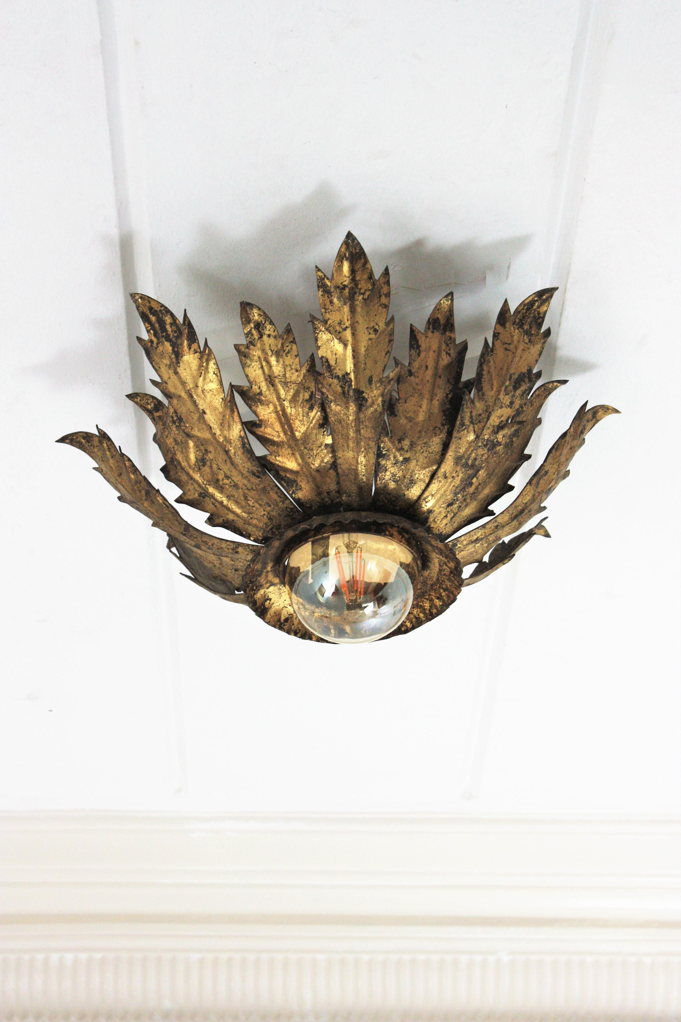 sunburst light fixture-gold