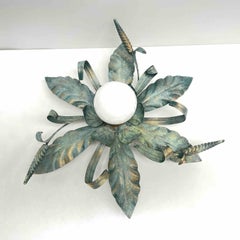 Leafs and Wheat Sheaf Tole Hollywood Regency Flush Mount by Mueller Munich
