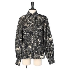 Leaf's printed cotton velvet shirt with branded jewellery buttons Chanel 