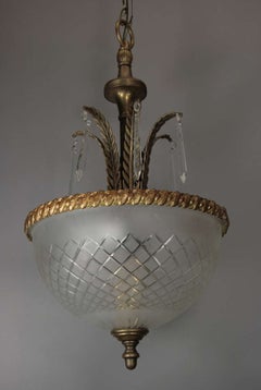 Leafy Inverted Dome Chandelier Circa 1930's