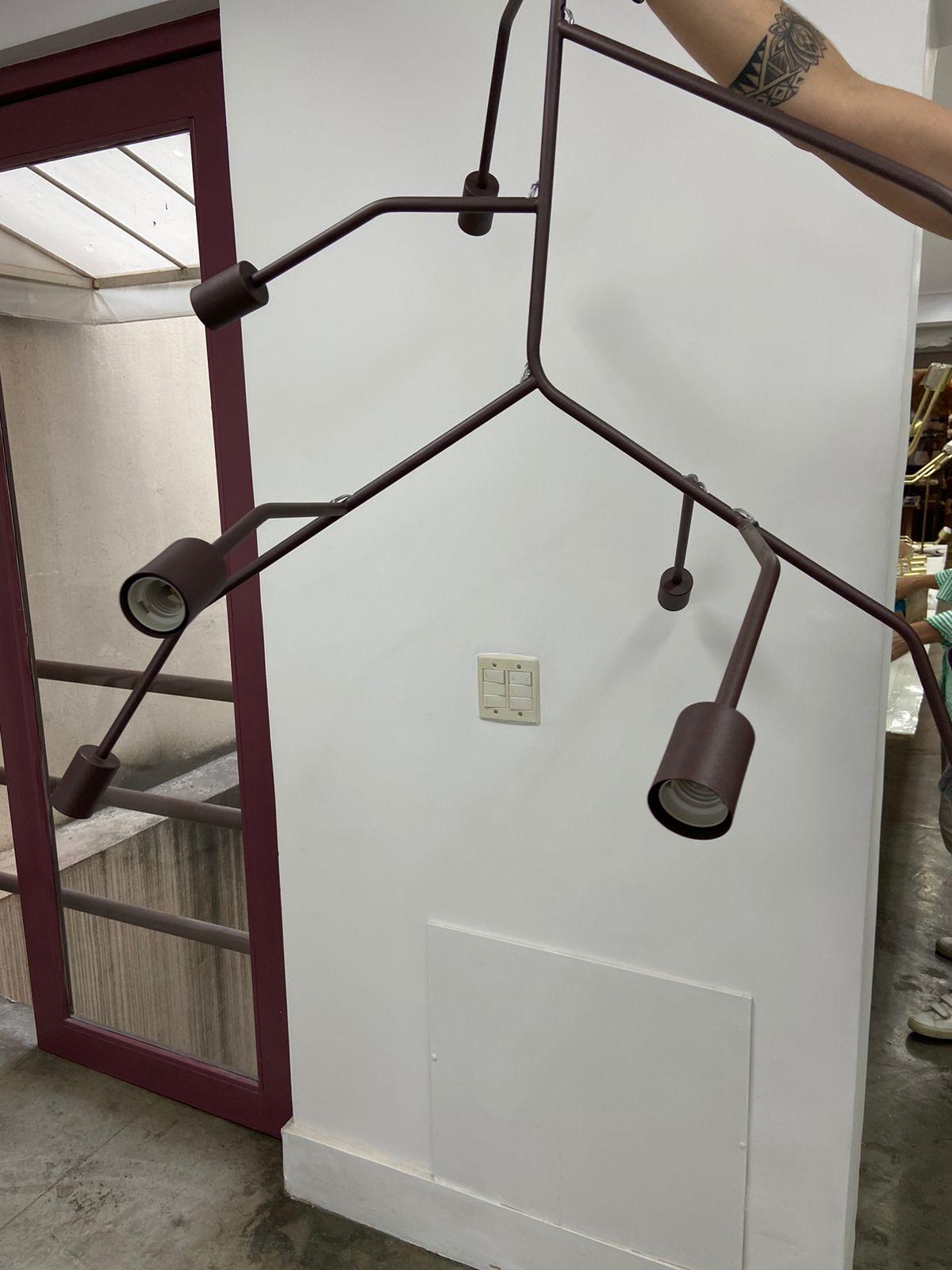 Leah - Brazilian Contemporary Sculptural Steel Pendant Light - Max For Sale 3
