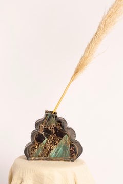 Leopard Print with Teal Blouse Vase