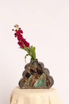 Leopard Print with Teal Blouse Vase