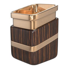 "Lealtà II" Ice Bucket with Bronze and Ebony Wood, Handmade, Istanbul