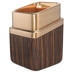 "Lealtà" Ice Bucket with Bronze and Ebony Wood, Handmade, Istanbul