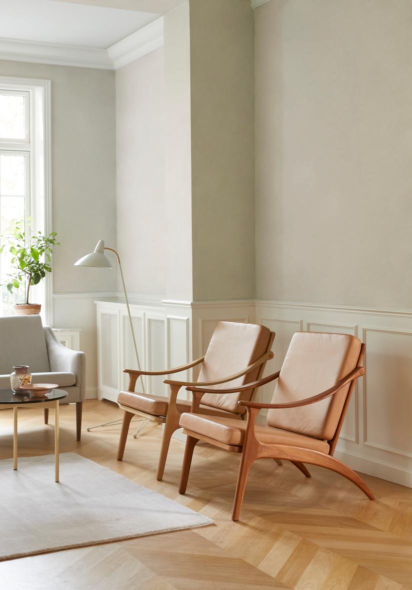 Lean Back Lounge Chair Nabuk Teak Seppia by Warm Nordic For Sale 5