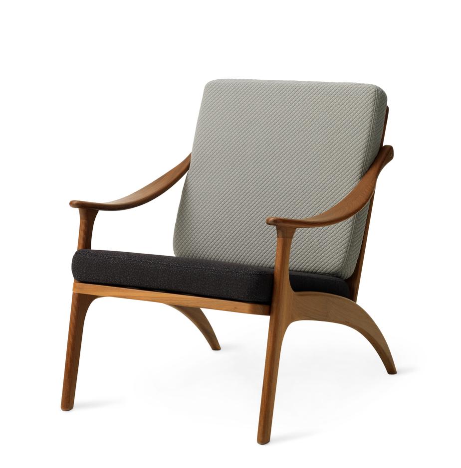 Contemporary Lean Back Lounge Chair Nabuk Teak Seppia by Warm Nordic For Sale
