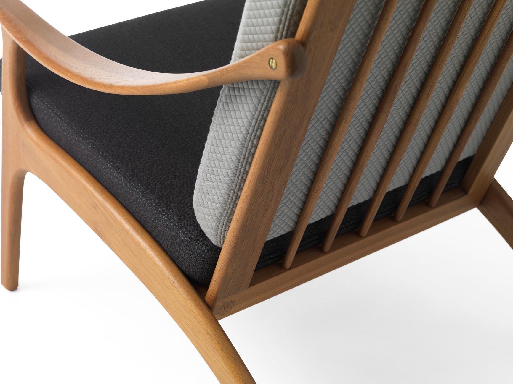 Lean Back Lounge Chair Nabuk Teak Seppia by Warm Nordic For Sale 1