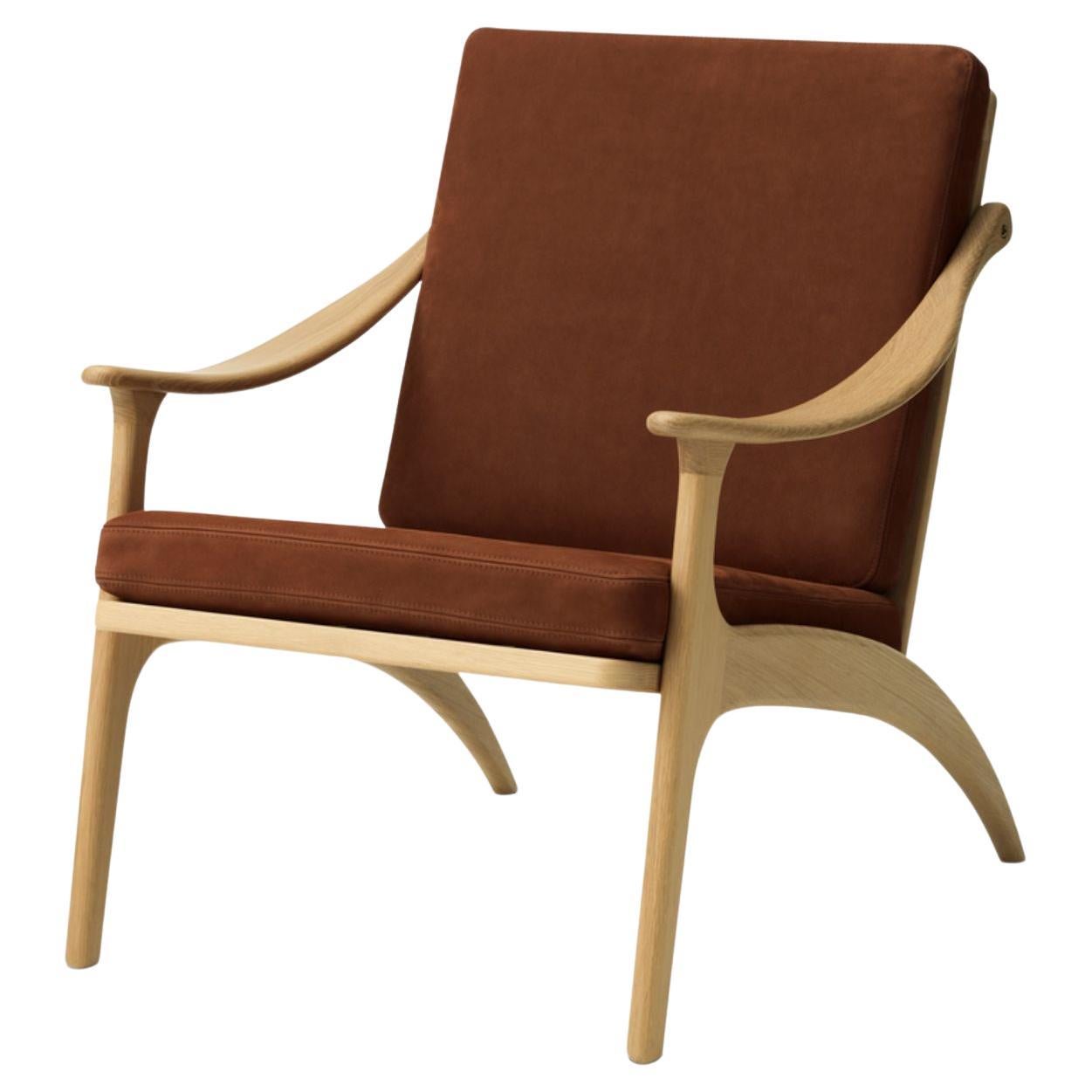 Lean Back Lounge Chair Nabuk White Oiled Oak, Terra by Warm Nordic For Sale