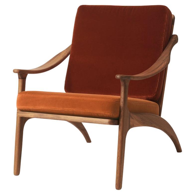 Lean Back Lounge Chair Teak Brick Red Amber by Warm Nordic For Sale