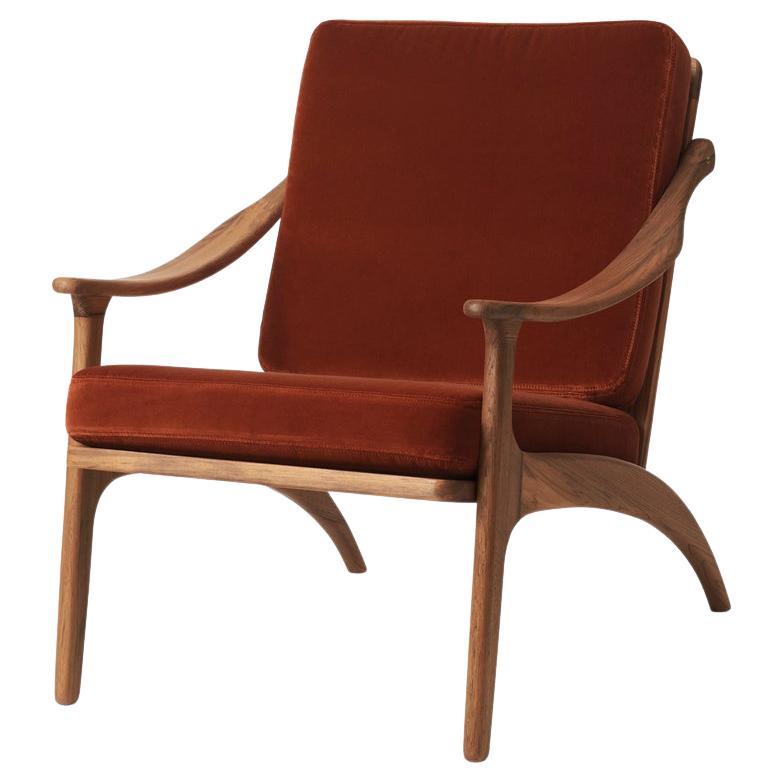 Lean Back Lounge Chair Teak, Brick Red by Warm Nordic For Sale