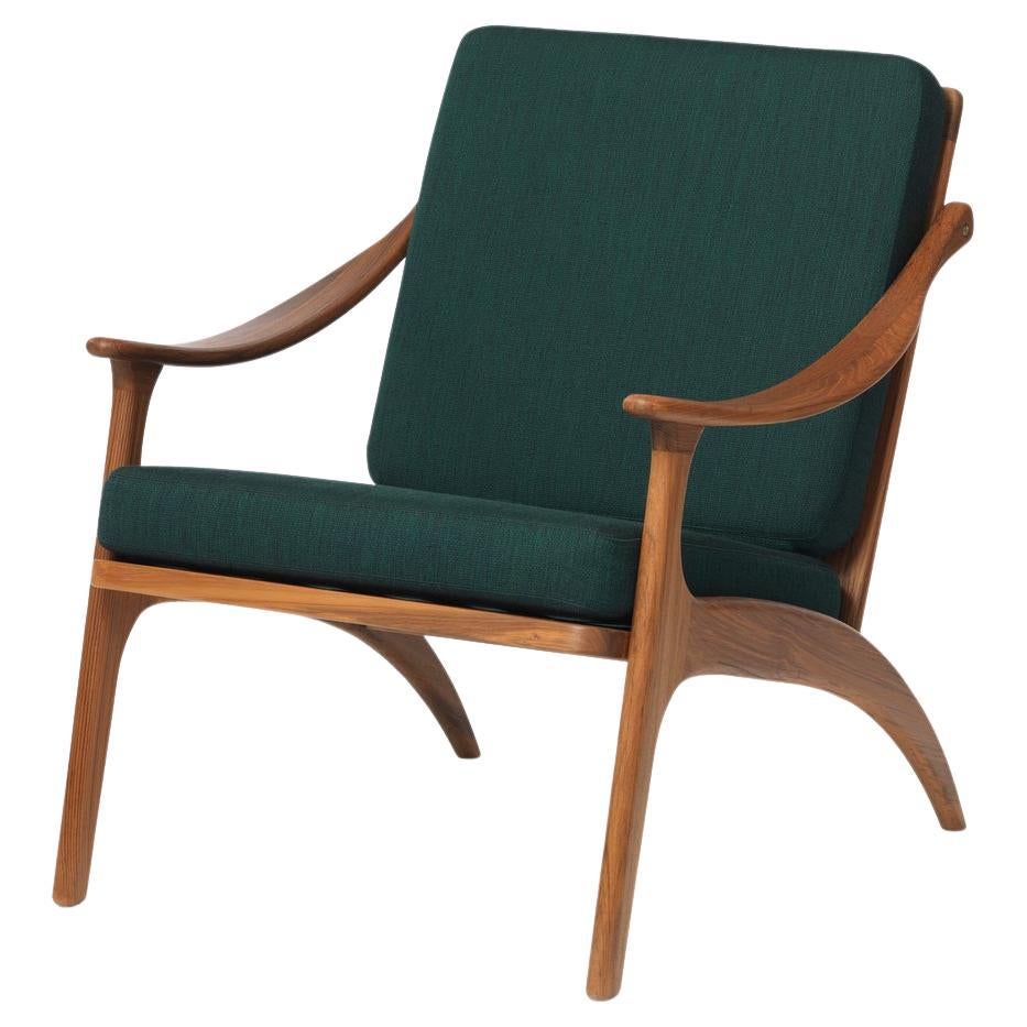 Lean Back Lounge Chair Teak, Forest Green by Warm Nordic For Sale