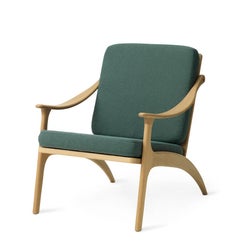 Lean Back Lounge Chair White Oiled Oak, Dark Cyan by Warm Nordic