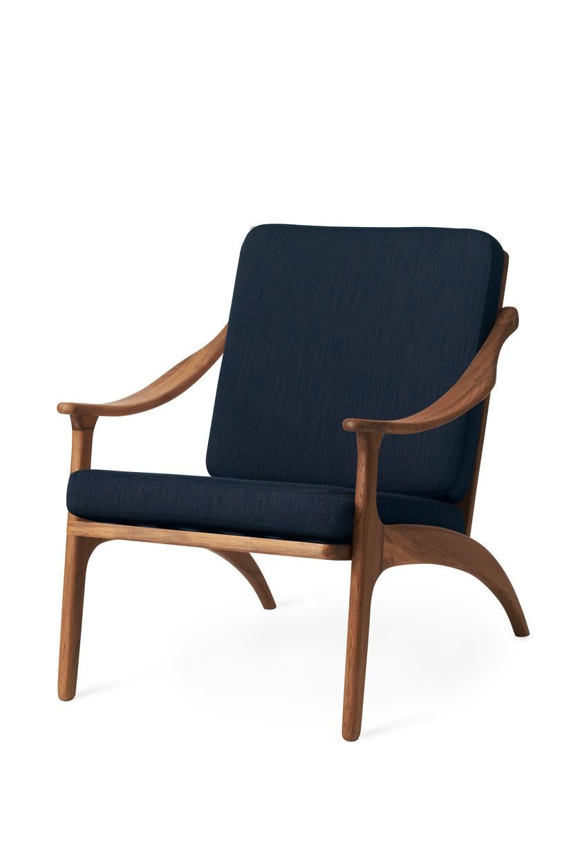 Lean Back Lounge Chair White Oiled Oak, Dark Cyan by Warm Nordic For Sale 2