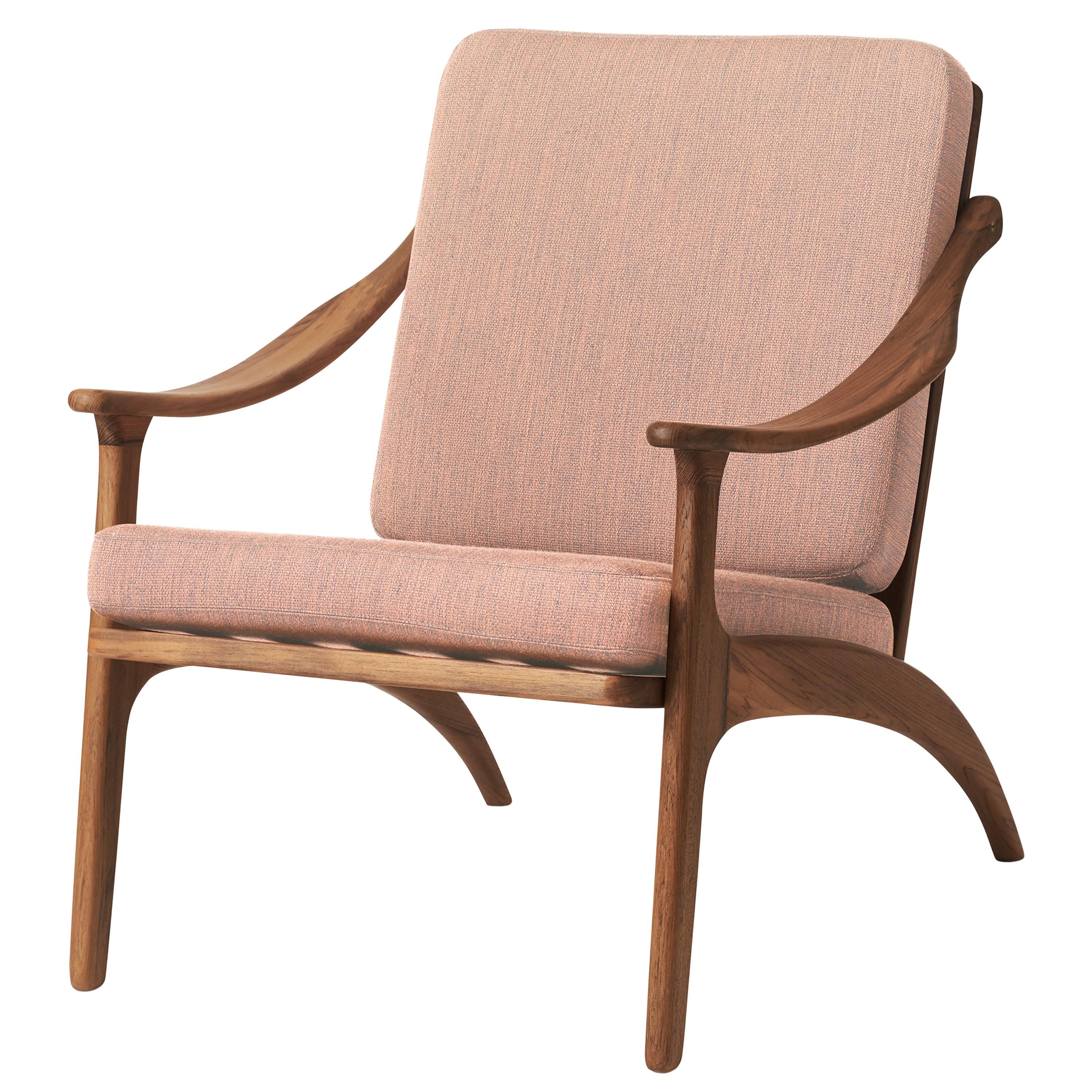 For Sale: Pink (Canvas 614) Lean Back Monochrome Lounge Chair in Teak, by Arne Hovmand-Olsen from Warm