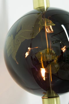 Lean Light, Black & Gold Leaf Glass with Brushed Brass Finish, Wall/Floor Light