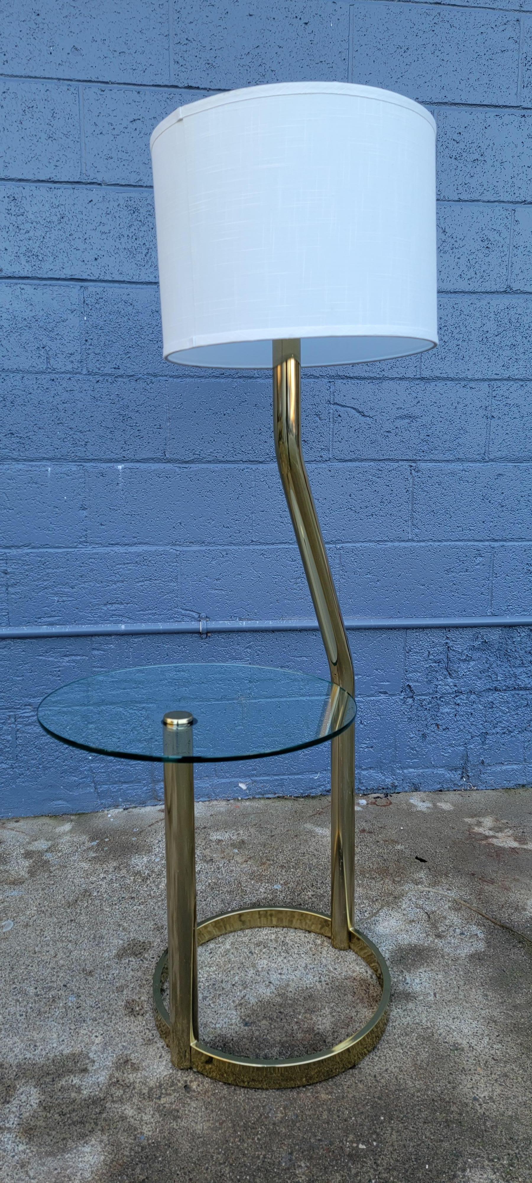 20th Century Leon Rosen Pace Collection Floor Lamp with Glass Table Top