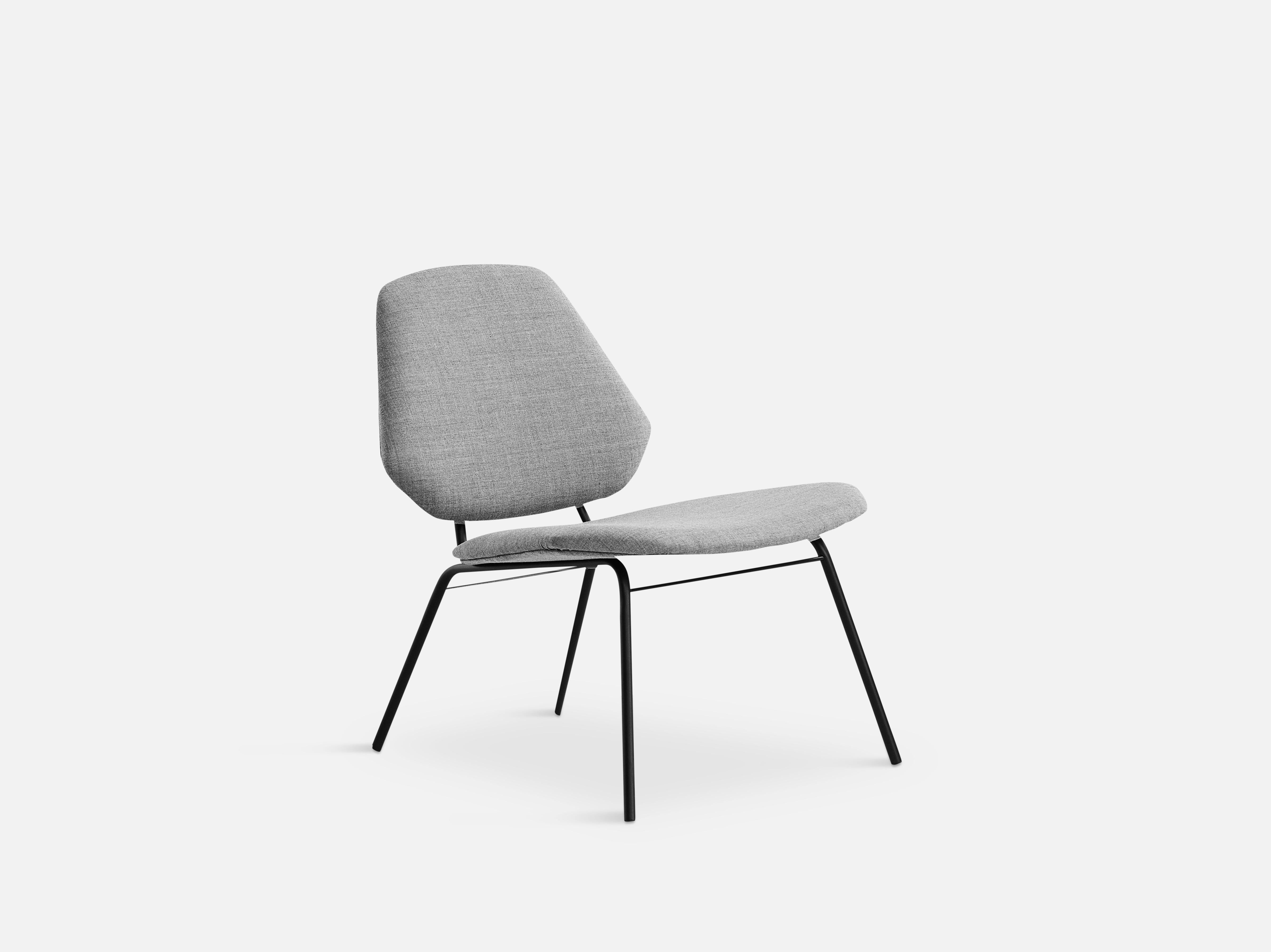 Lean stone grey lounge chair by Nur Design
Materials: Plywood, fibre and foam
Dimensions: D 66 x W 64 x H 72 cm
Also available in different colors.

The founders, Mia and Torben Koed, decided to put their 30 years of experience into a new