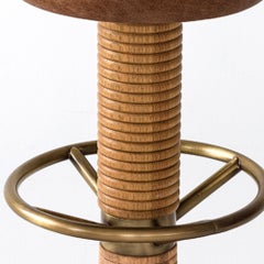 Leandro Barhocker, Buche Massivholz mit Messing, Sitz gepolstert, Neu