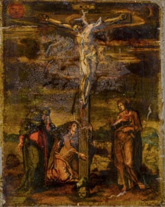17th Century Italian Religious Painting on Glass