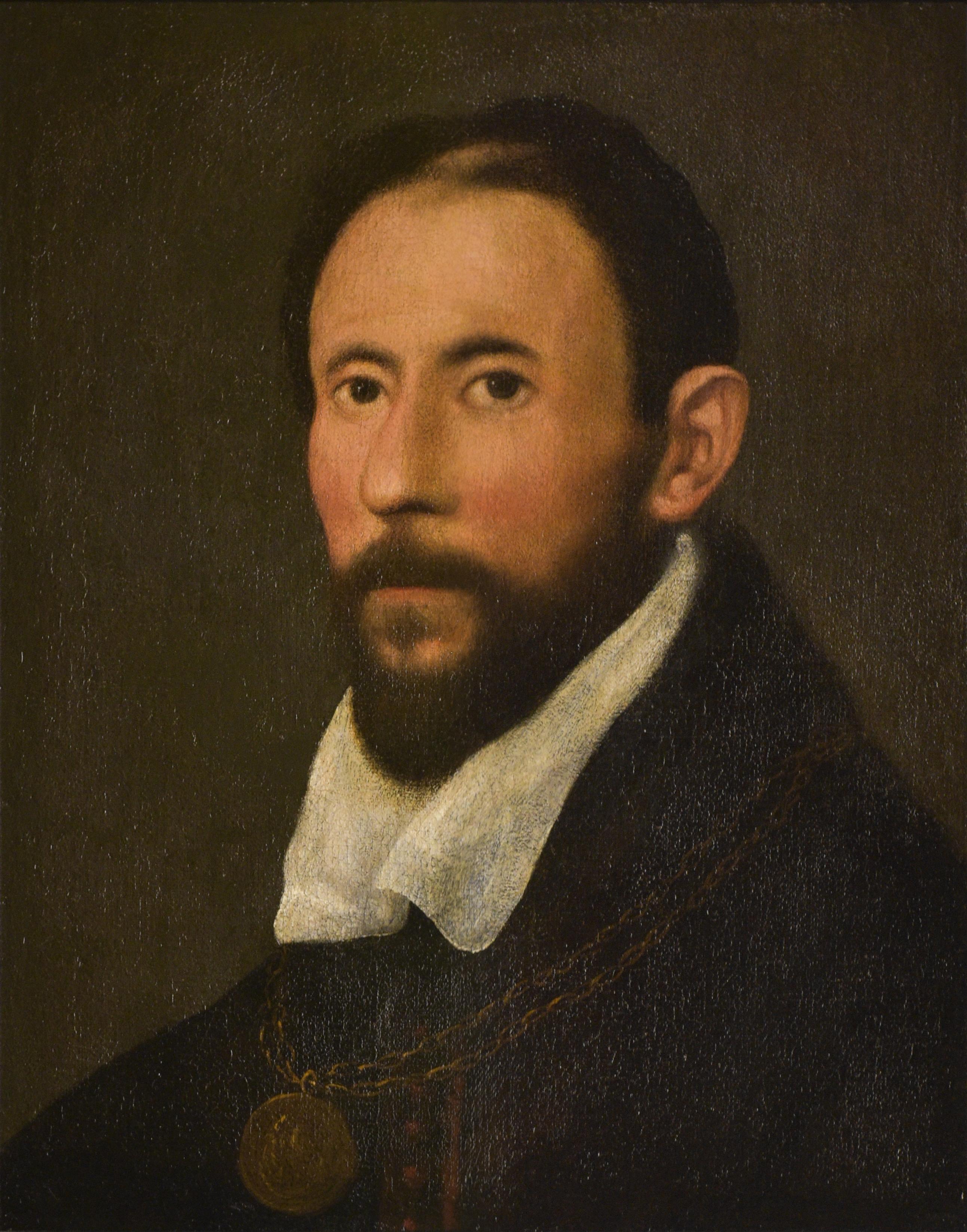Portrait of a gentleman, by Leandro Bassano - Painting by Leandro da Ponte known as Leandro Bassano (Bassano, 1557 - Venice, 1622), attributed to
