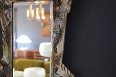 Leandro Sciutto sculptural ceramic mirror from the 1940s, signed, unique piece