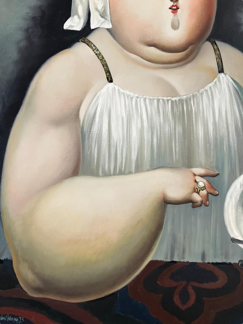 Leandro Velasco, 1973 Óleo sobre lienzo Retrato de mujer voluptuosa Estadounidense en venta