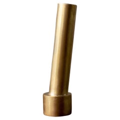 Leaning Pillar Vase (small) by Jordan Hufnagel in solid brass