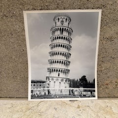 Leaning Tower of Pisa Black and White Photograph