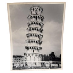 Leaning Tower of Pisa Black and White Photograph