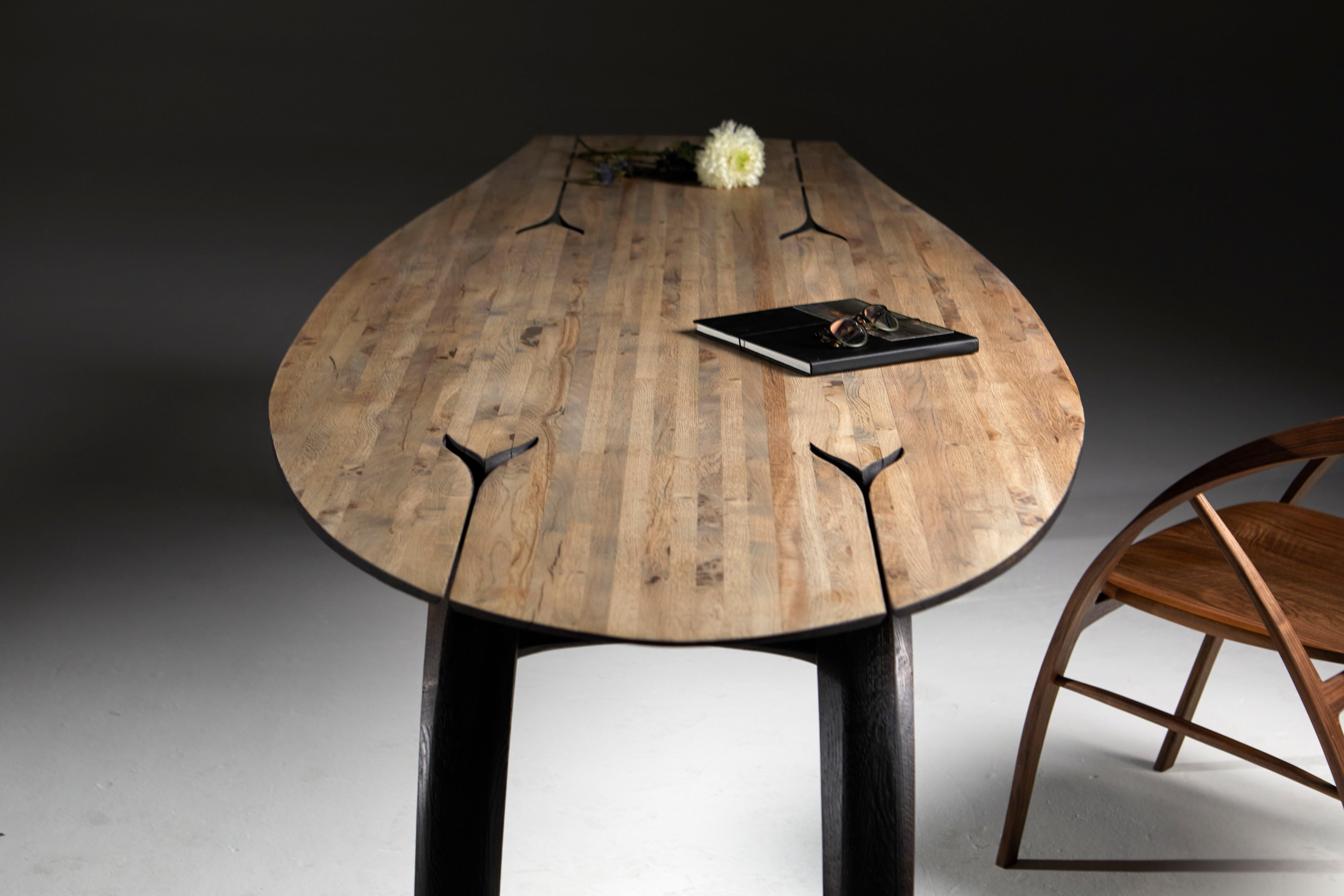 Leap Table, Scorched Oak Legs, Unique. By Jonathan Field 4