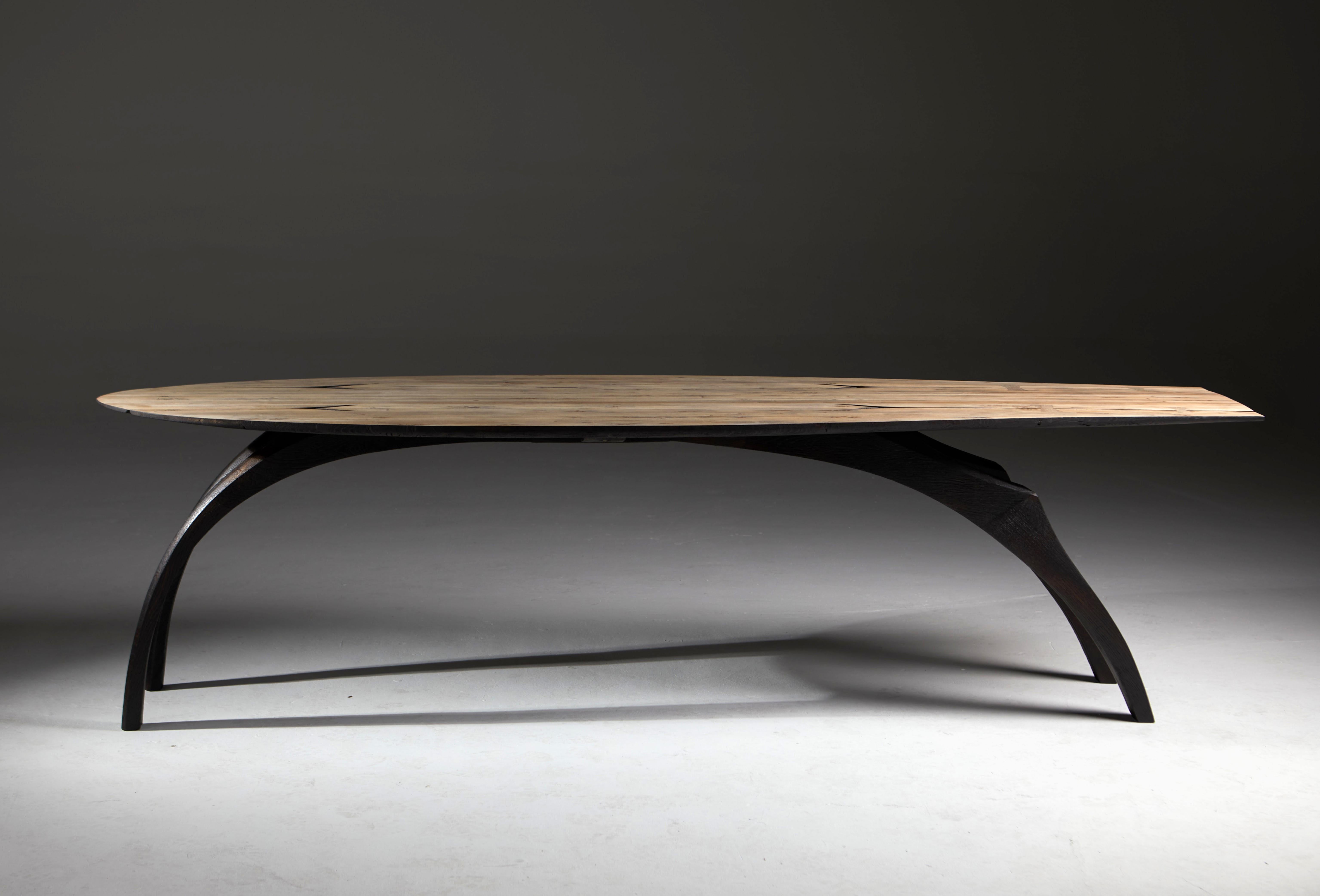 Leap Table, Scorched Oak Legs, Unique. By Jonathan Field 6